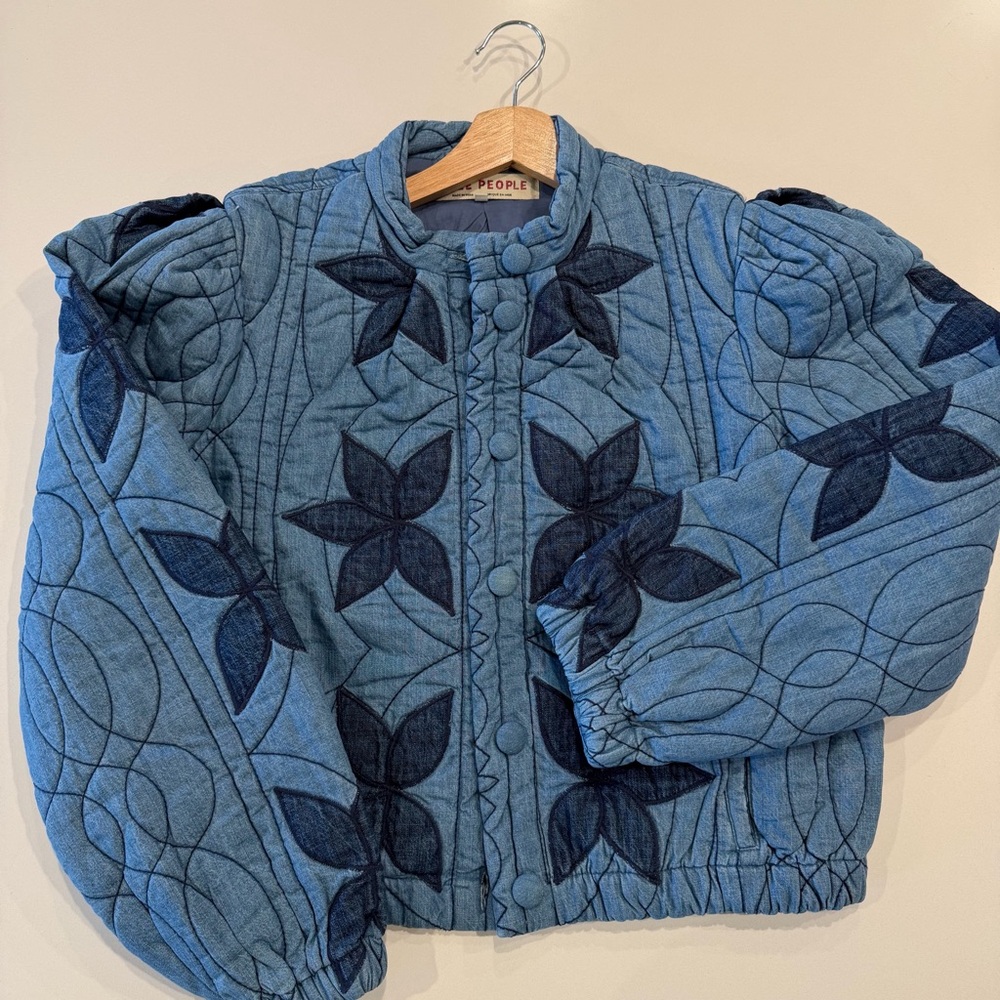 Free People Quinn Blue Quilted Jacket Size Small - Picture 8 of 8